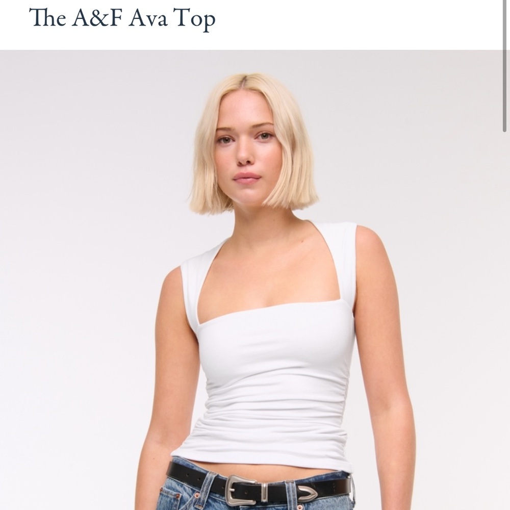 Abercrombie & Fitch White Square Neck Tank Top